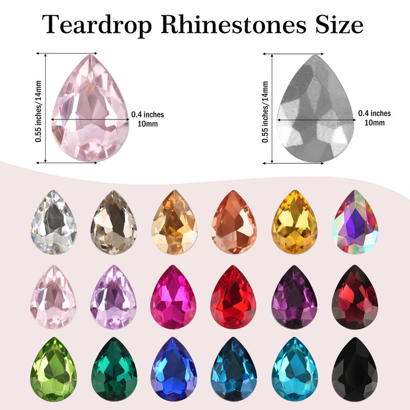 Jyukan DIY Teardrop Crystal AB Resin Rhinestone Pointback Glass Faceted Jewelry Making Craft (50Pcs) - Image 2